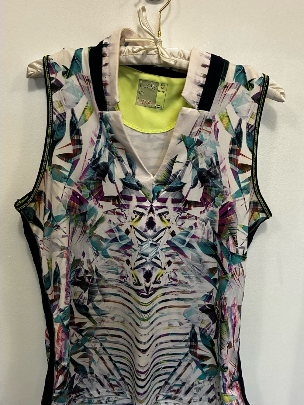 Lucky in Love Multicolor Sleeveless Golf Top - Teal, Purple, Lime